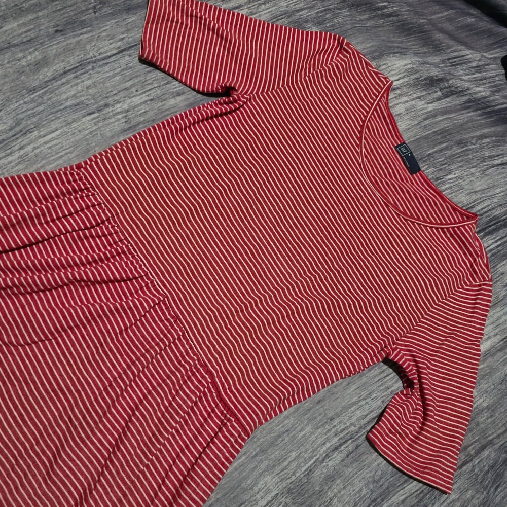 GAP Red‎ White Striped Drop Waist Midi Dress Size Small